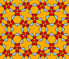 Abstract colorful doodle flower seamless pattern. Floral geometric background. Mosaic, tile of thin line ornament.