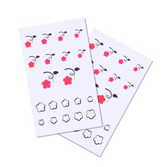 Nail stickers on a sheet of paper. Pattern with flowers for manicure. Design elements