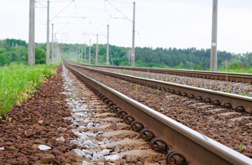 Railway track, rails close up