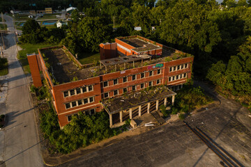 Aerial of Abandoned Russell YMCA - Chesapeake & Ohio Railroad Lodging and Dining Facility -...