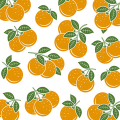 Oranges pattern background set. Collection icons orange. Vector