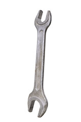 Metal open-end wrench for loosening screws. Tools for mechanics in a locksmith's workshop.