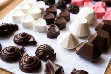 Homemade assorted different chocolate candy