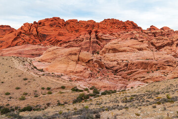 Fototapeta na wymiar Red Rock Canyon Aztec Sandstone Calico Hills Trail from Calico 1 Overlook