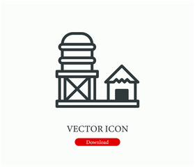 Water tower vector icon.  Editable stroke. Linear style sign for use on web design and mobile apps, logo. Symbol illustration. Pixel vector graphics - Vector