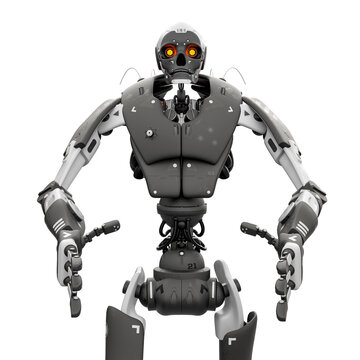 skeleton robot in hip hop pose on white background