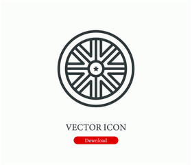Wheel vector icon.  Editable stroke. Linear style sign for use on web design and mobile apps, logo. Symbol illustration. Pixel vector graphics - Vector