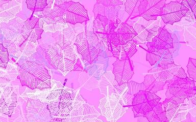 Light Pink vector doodle pattern with leaves.