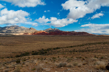 Late Morning Sun and Clouds on La Madre Mountain Range Wilderness and Calico Hills from Lower Red Rock Parking Area