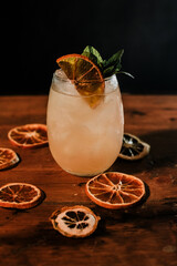 glass of mulled wine with orange