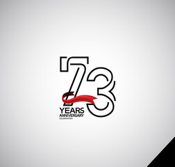 73 years anniversary logotype simple design with red ribbon can be use for company celebration, greeting card and invitation