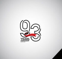 93 years anniversary logotype simple design with red ribbon can be use for company celebration, greeting card and invitation