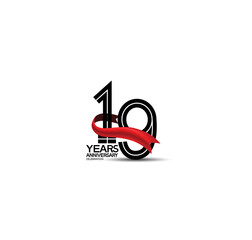 19 years anniversary logotype flat black color and red ribbon on white background can be use for company celebration, greeting card and invitation