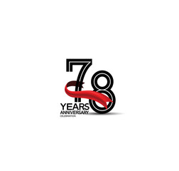 78 years anniversary logotype flat black color and red ribbon on white background can be use for company celebration, greeting card and invitation