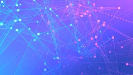 Obraz na płótnie Canvas Abstract purple blue polygon tech network with connect technology background. Abstract dots and lines texture background. 3d rendering.