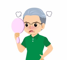 緑のポロシャツのおじいさん