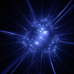 Abstract background, smooth multicolored lines on a black background.