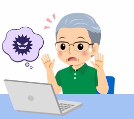 緑のポロシャツのおじいさん