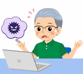 緑のポロシャツのおじいさん