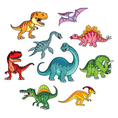 Illustratie cartoon van schattige dinosaurussen collectie set.