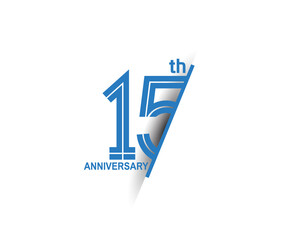 15 anniversary blue cut style isolated on white background can be use for company celebration moment