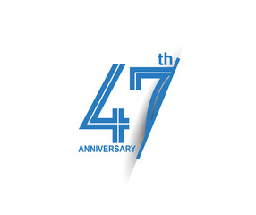 47 anniversary blue cut style isolated on white background can be use for company celebration moment - obrazy, fototapety, plakaty