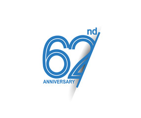 62 anniversary blue cut style isolated on white background can be use for company celebration moment