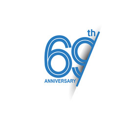 69 anniversary blue cut style isolated on white background can be use for company celebration moment
