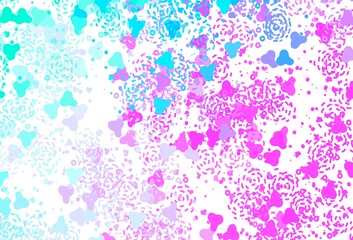 Light Pink, Blue vector backdrop with memphis shapes.