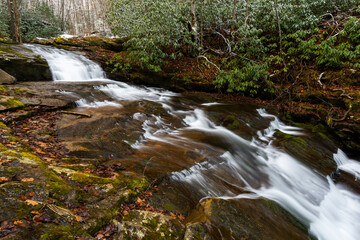 Keeneys Creek Falls in the Snow / Winter - Long Exposure Waterfall - New River Gorge National Park & Preserve - West Virginia