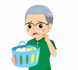 緑のポロシャツのおじいさん