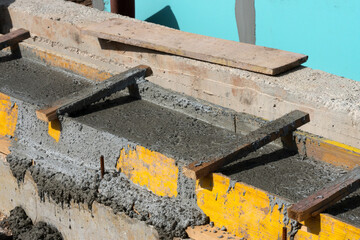 Close up of concrete in formwork