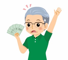 緑のポロシャツのおじいさん