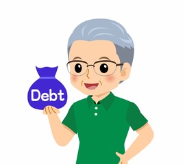 緑のポロシャツのおじいさん