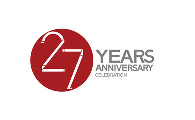 27 years anniversary logotype design with big red circle can be use for company celebration, greeting card and template