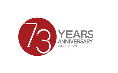 73 years anniversary logotype design with big red circle can be use for company celebration, greeting card and template