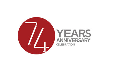 74 years anniversary logotype design with big red circle can be use for company celebration, greeting card and template