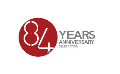 84 years anniversary logotype design with big red circle can be use for company celebration, greeting card and template