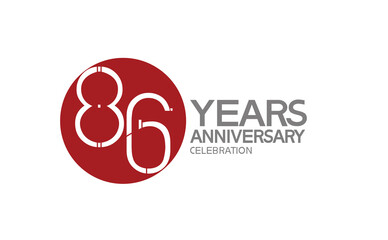 86 years anniversary logotype design with big red circle can be use for company celebration, greeting card and template