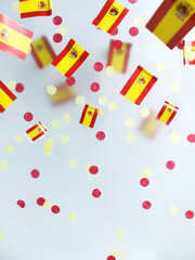 Spain Day. Religious holiday Holy Virgin Pilar. National flags foggy background. concept memory, freedom, and patriotism. October 12