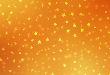 Light Orange vector background with beautiful snowflakes, stars.