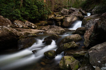 Naklejka na ściany i meble Wolf Creek Falls - Long Exposure Waterfall - New River Gorge National Park & Preserve - West Virginia
