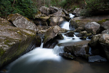 Naklejka na ściany i meble Wolf Creek Falls - Long Exposure Waterfall - New River Gorge National Park & Preserve - West Virginia