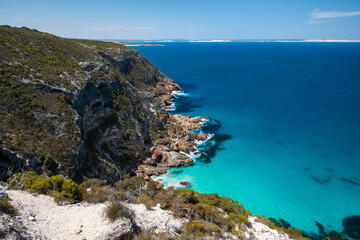 Fototapeta na wymiar View of Sperm Whale Cliff, Whalers Way, South Australia