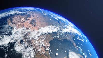 USA America from Space, Planet Earth featuring the North American continent - 3D Illustration Rendering