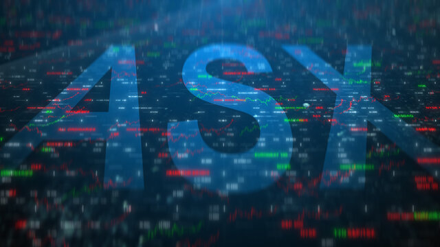 ASX Australian Securities Exchange share market index chart graphic - 3D illustration rendering