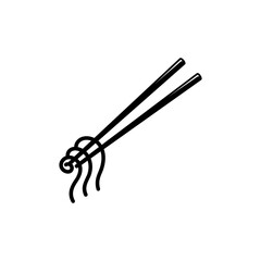 noodle logo design with flat black color style