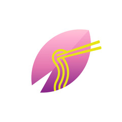 sakura ramen logo vector with flat pink and yellow color style