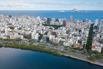 Aerial view of Ipanema District in Rio de Janeiro, Brazil