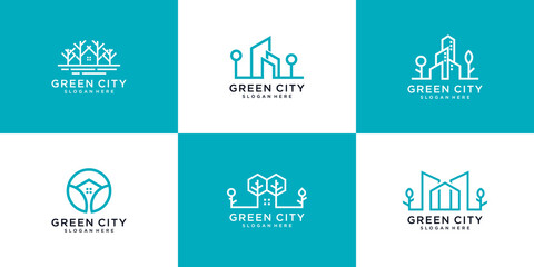 Set green city logo concepts symbol icon